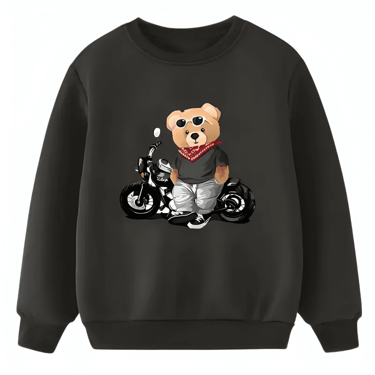 Biker Bear Fleece Sweatshirt - Kin Trends