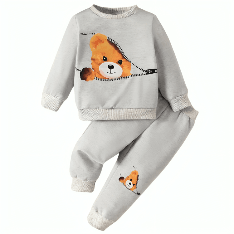 Shy Bear Fleece Tracksuit - Kin Trends