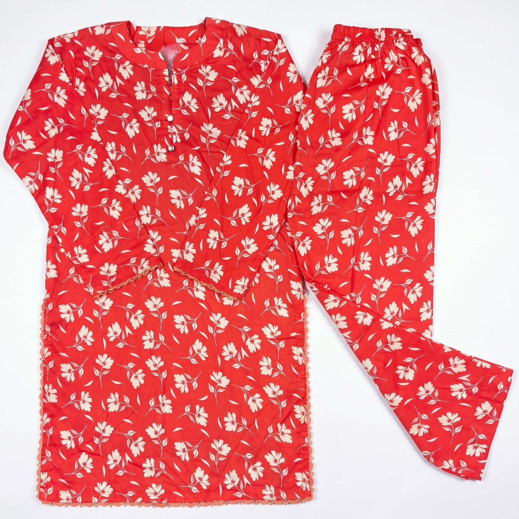 Red Flora – 2 Piece Premium Lawn Kurta Trouser for Girls