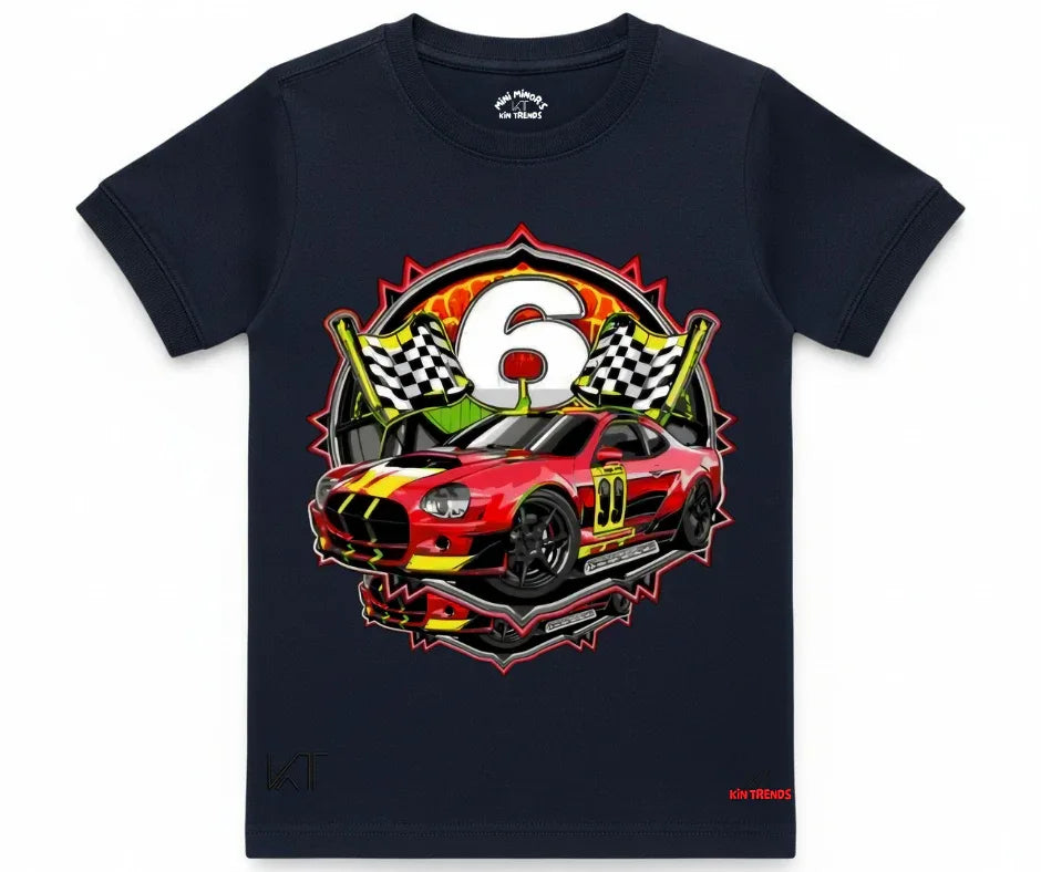 Racing Car 6 Tee | Kids T shirt | Mini Minors Kin Trends | Kintrends