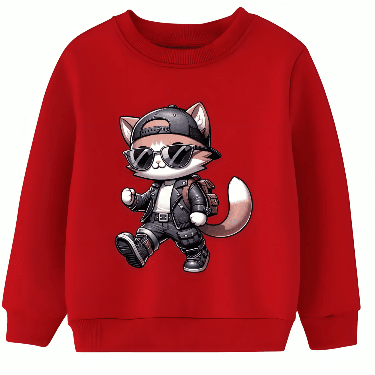 Cool Cat Fleece Sweatshirt - Kin Trends