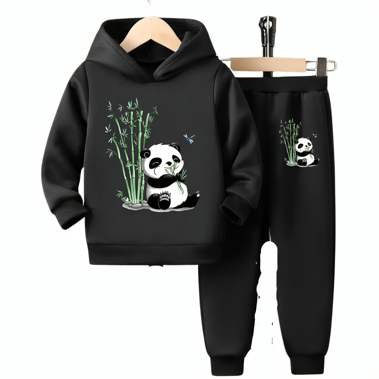 Relaxing Panda Fleece Hoodie Tracksuit - Kin Trends