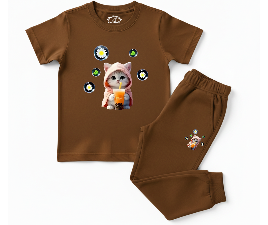 Cutest Cat Tracksuit | Kids T shirt and trouser | Mini Minors Kin Trends | Kintrends