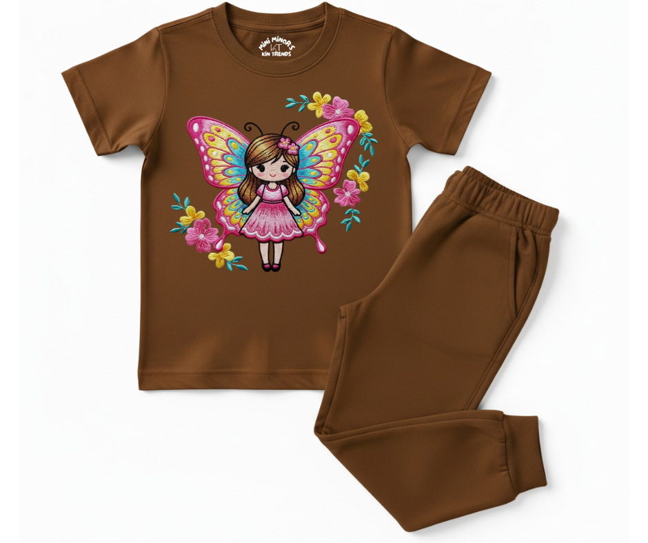 Fairy Butterfly Summer Tracksuit (Embroidery Style Print) | Mini Minors Kintrends