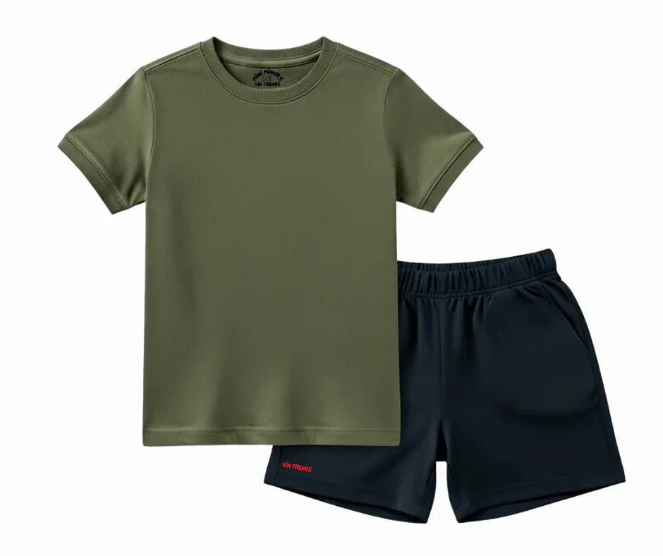 20+ Contrast Color Plain Shorts Set | Mini Minors Kintrends