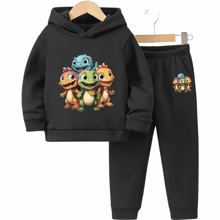 Cute Little Dinos Fleece Hoodie Tracksuit - Kin Trends