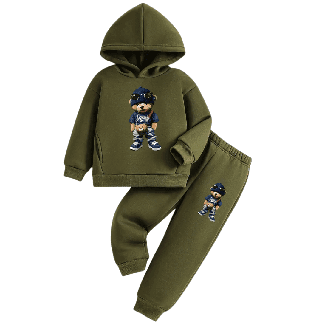 Big Cool Bear Fleece Hoodie Tracksuit - Kin Trends