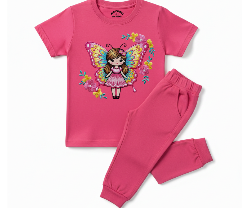 Fairy Butterfly Summer Tracksuit (Embroidery Style Print) | Mini Minors Kintrends