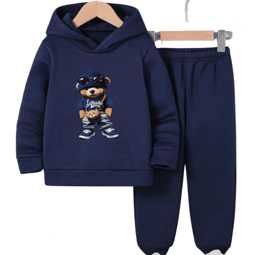 Big Cool Bear Fleece Hoodie Tracksuit - Kin Trends