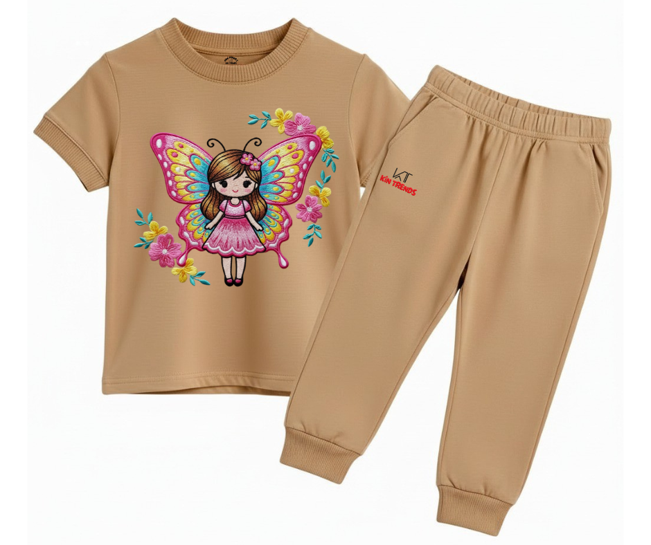 Fairy Butterfly Summer Tracksuit (Embroidery Style Print) | Mini Minors Kintrends