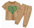 Green Heart Tracksuit | Kids T shirt and trouser | Mini Minors Kin Trends | Kintrends