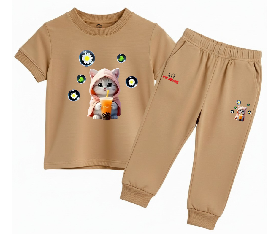 Cutest Cat Tracksuit | Kids T shirt and trouser | Mini Minors Kin Trends | Kintrends