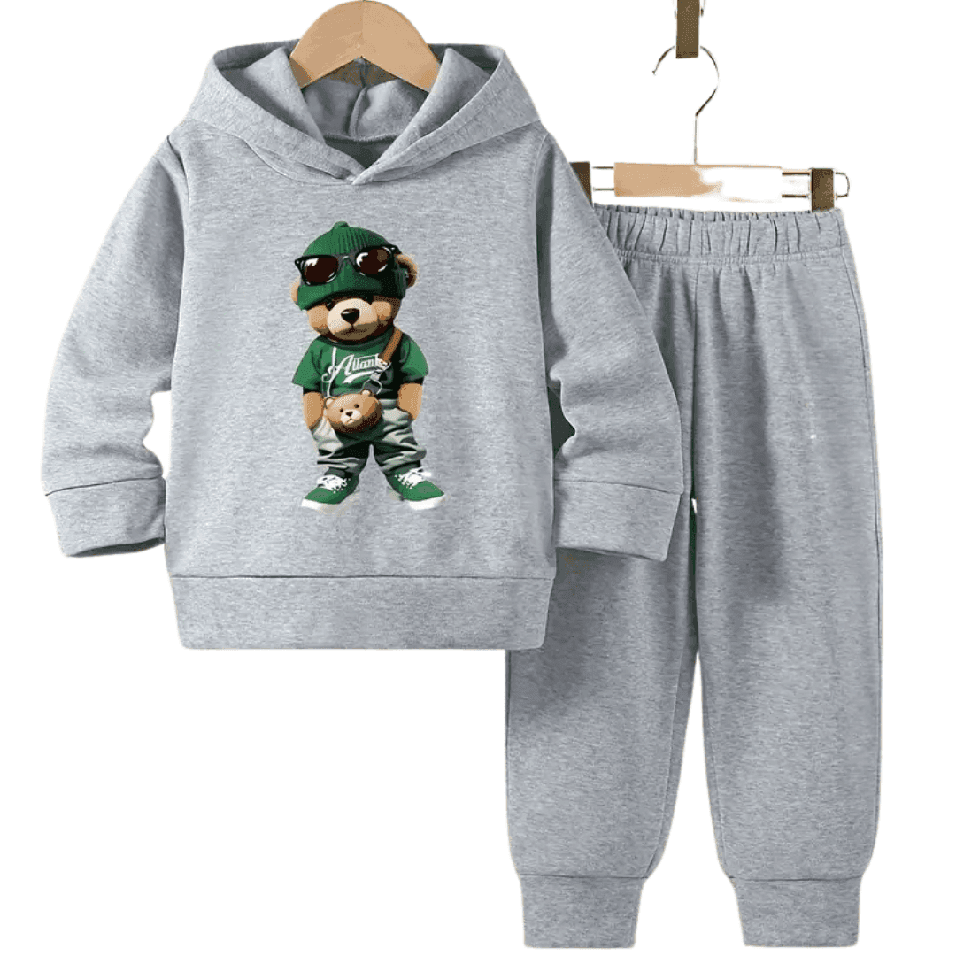 Big Cool Bear Fleece Hoodie Tracksuit - Kin Trends