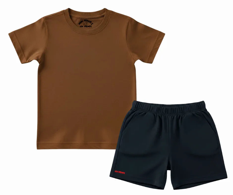 20+ Contrast Color Plain Shorts Set | Mini Minors Kintrends