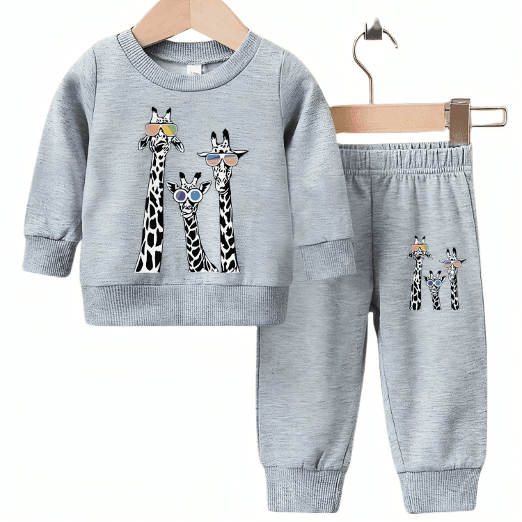 Cute Giraffe Fleece Tracksuit - Kin Trends