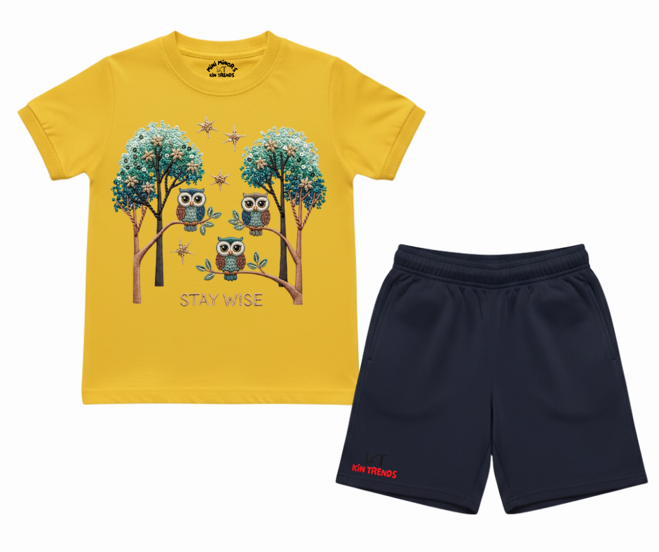 Stay Wise Kids Two Piece Cotton T Shirt & Shorts Set | Mini Minors Kintrends