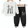 Cute Giraffe Fleece Tracksuit - Kin Trends