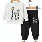 Cute Giraffe Fleece Tracksuit - Kin Trends