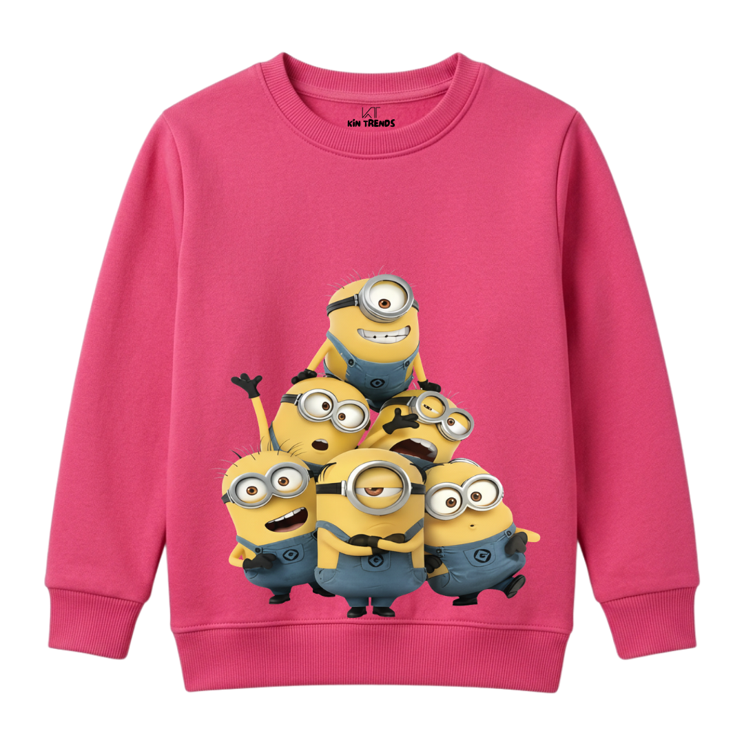 Minions Cartoon Characters Printed Kids Winter Fleece Sweatshirt