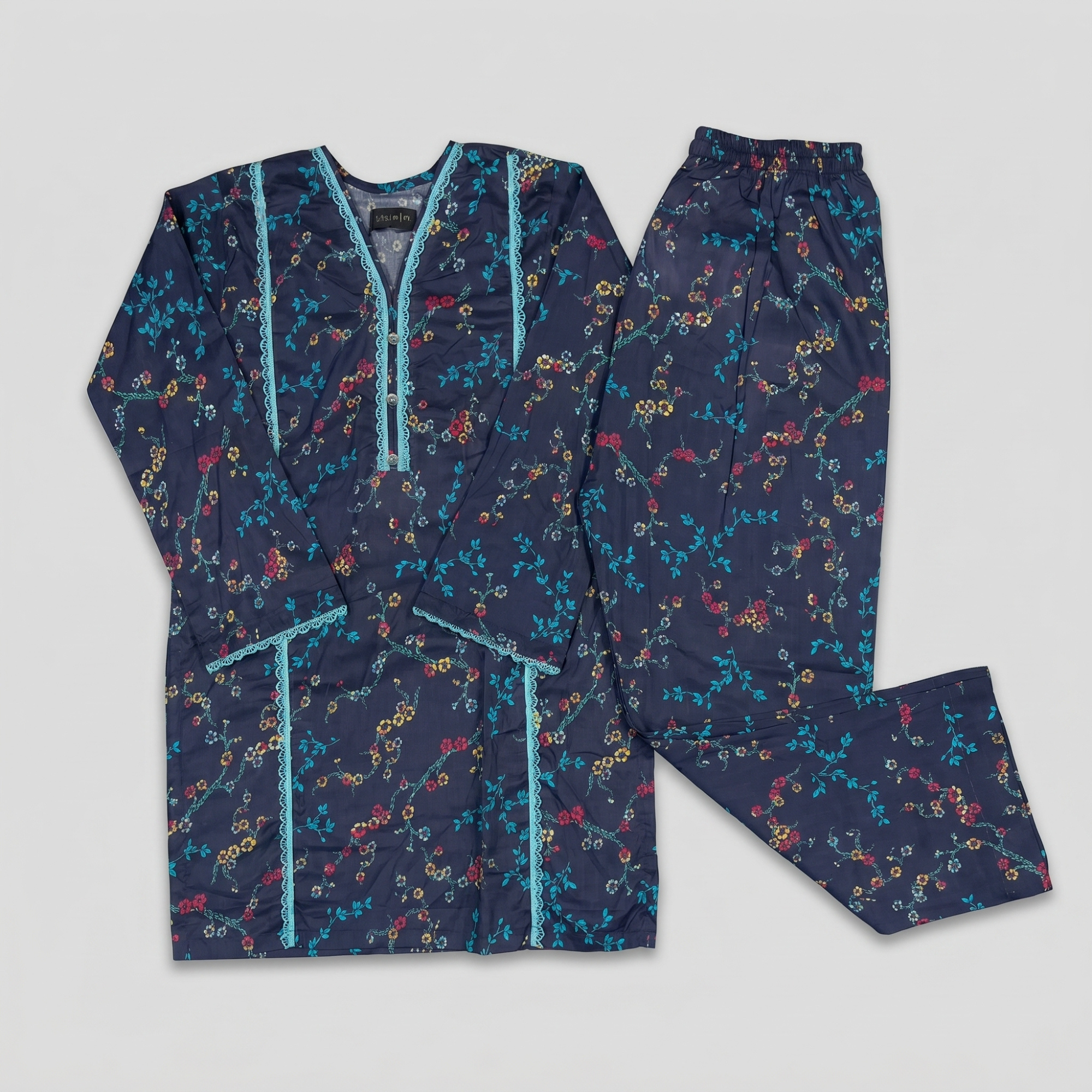 Midnight Flora – 2 Piece Premium Lawn Kurta Trouser for Girls