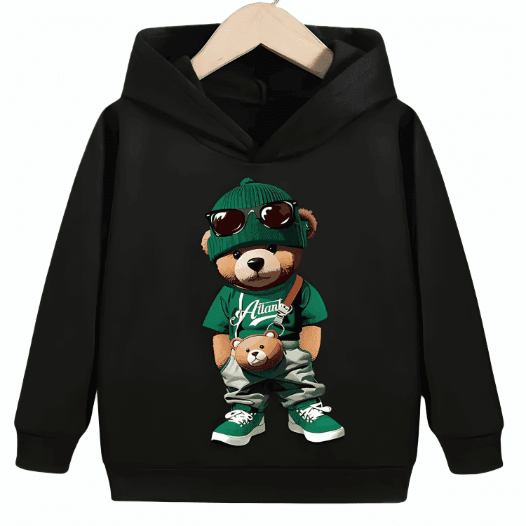Big Cool Bear Fleece Hoodie - Kin Trends