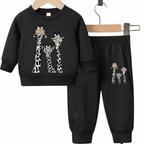 Cute Giraffe Fleece Tracksuit - Kin Trends