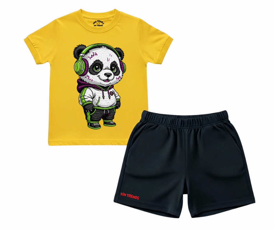 Urban Panda Kids Two Piece Cotton T Shirt & Shorts Set | Mini Minors Kintrends
