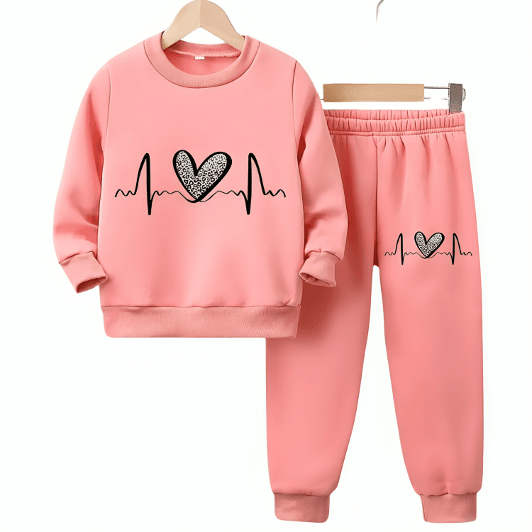 Heartbeat Line Fleece Tracksuit - Kin Trends
