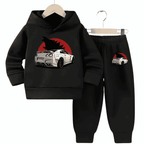 Car Printed Fleece Hoodie Tracksuit - Kin Trends