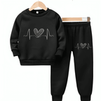 Heartbeat Line Fleece Tracksuit - Kin Trends