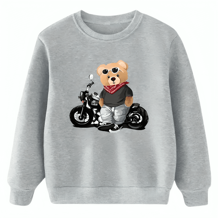 Biker Bear Fleece Sweatshirt - Kin Trends
