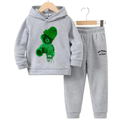 Printed Greeny Bear Fleece Hoodie Tracksuit - Kin Trends