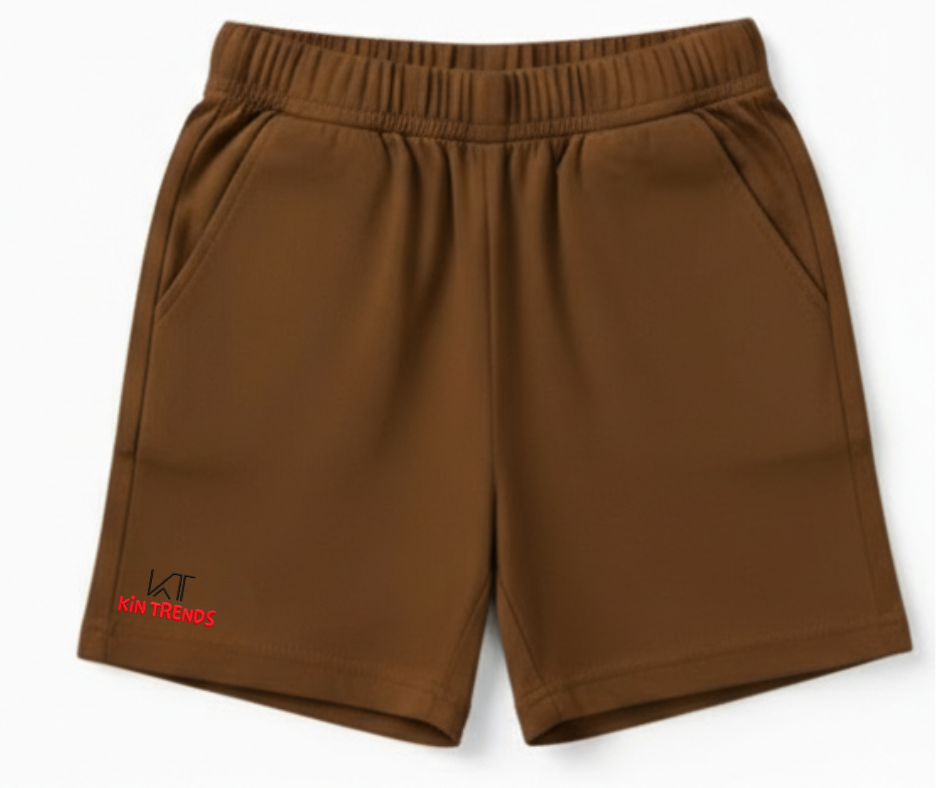 Brown cotton shorts for boys and girls | Mini Minors Kintrends
