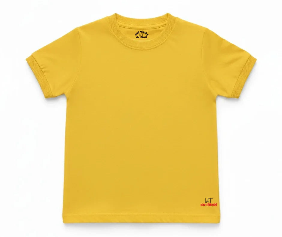 Yellow Color Plain T Shirt for boys and girls | Mini Minors Kintrends