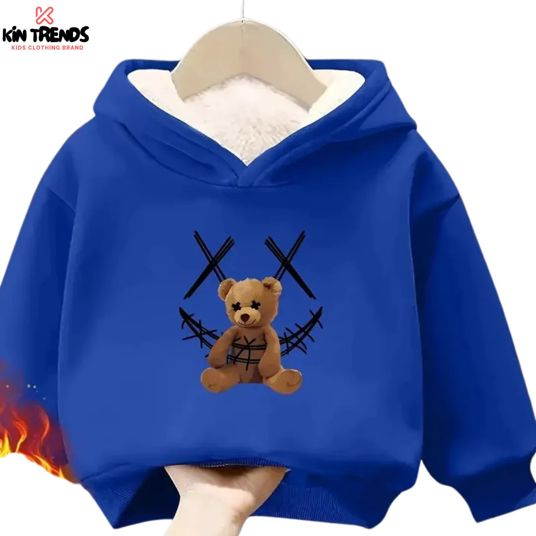 Royal Blue Bear Hoodie - Kin Trends