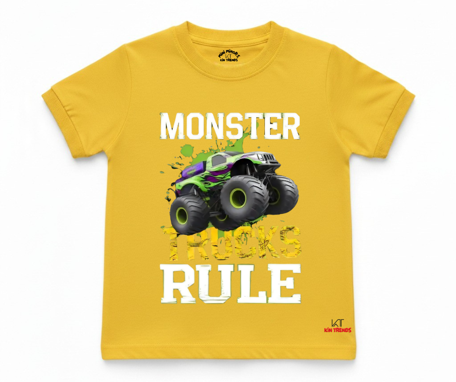 Monster Trucks Rule Tee | Kids T shirt | Mini Minors Kin Trends | Kintrends
