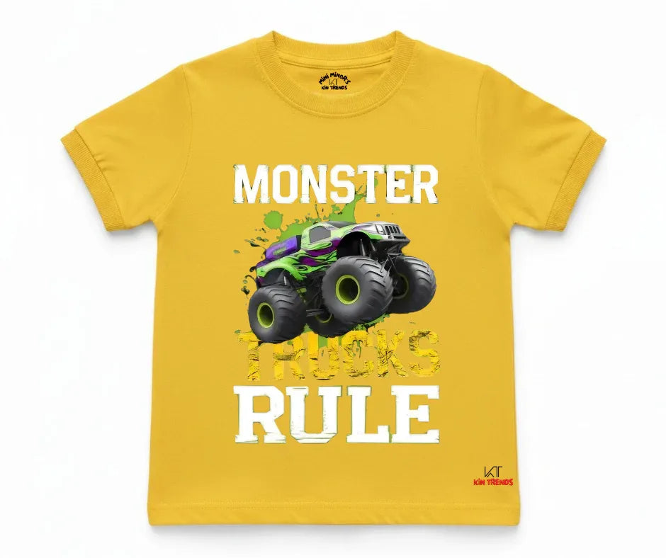 Monster Trucks Rule Tee | Kids T shirt | Mini Minors Kin Trends | Kintrends