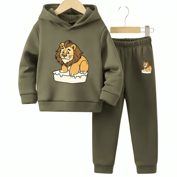 Sweet Lion Fleece Hoodie Tracksuit - Kin Trends