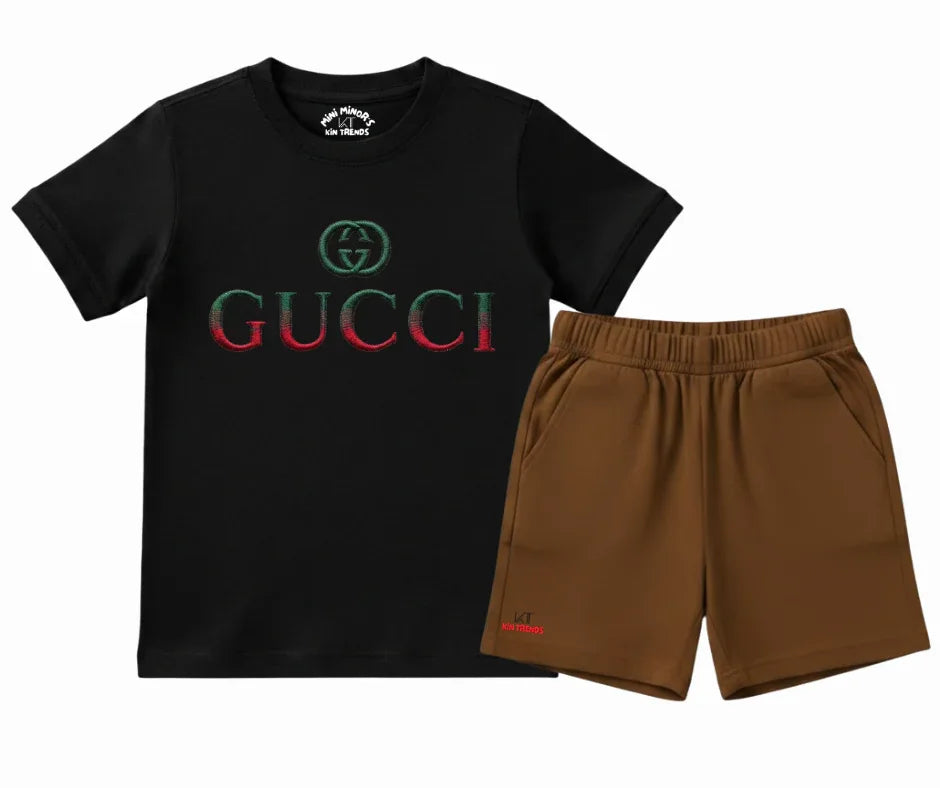 Guci Shorts Set (Not Embroidered) | Mini Minors Kin Trends
