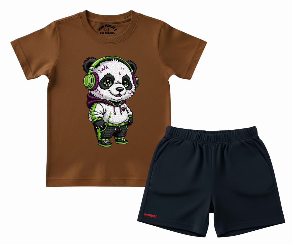 Urban Panda Kids Two Piece Cotton T Shirt & Shorts Set | Mini Minors Kintrends