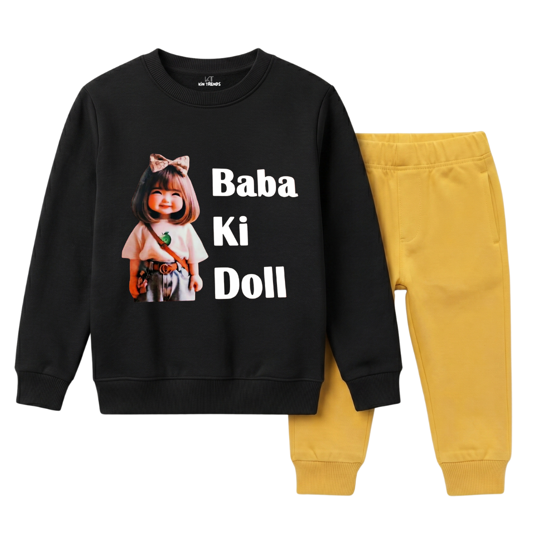 Baba Ki Doll Girls Winter Sweatshirt Tracksuit - 2 Pcs