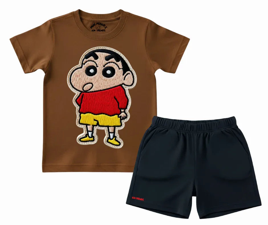 Shin-chan Shorts Set (Not Embroidered) | Mini Minors Kin Trends