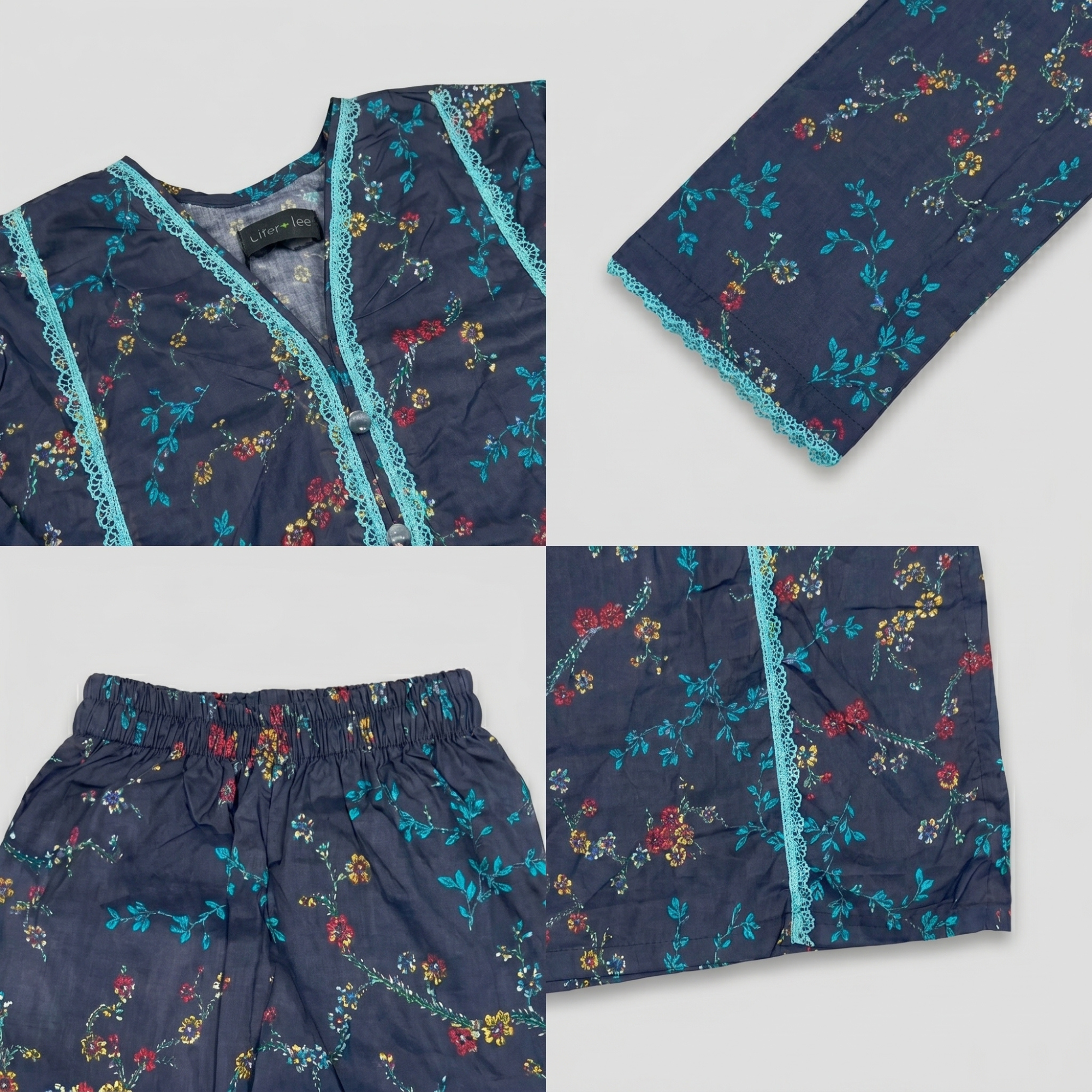 Midnight Flora – 2 Piece Premium Lawn Kurta Trouser for Girls