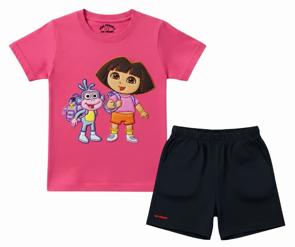 Dora the Explorer Shorts Set (Not Embroidered) | Mini Minors Kin Trends