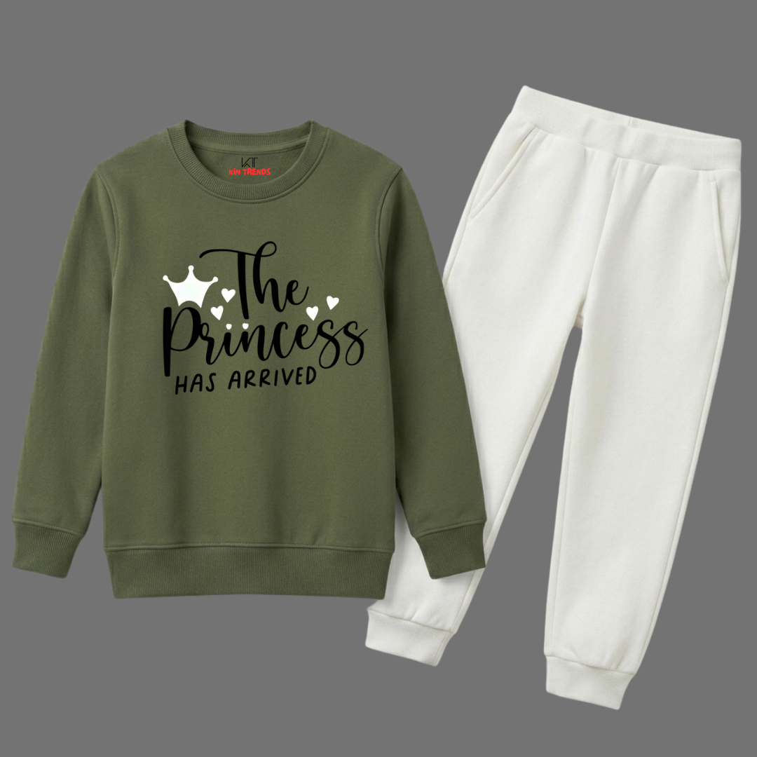 The Princess Has Arrived Girls Winter Sweatshirt Tracksuit - 2 Pcs