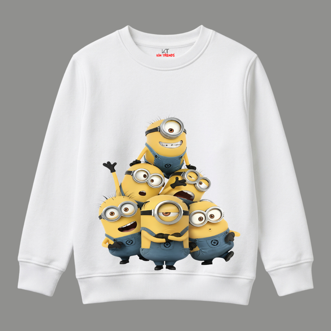 Minions Cartoon Characters Printed Kids Winter Fleece Sweatshirt
