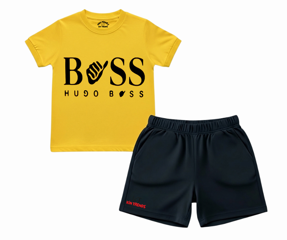 New H Boss D1 Summer shorts Set| Kids T shirt and shorts| Mini Minors Kintrends