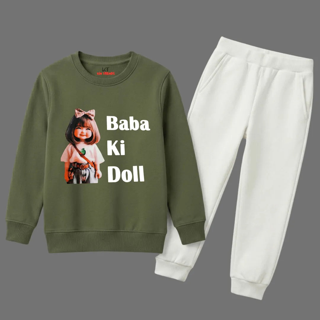Baba Ki Doll Girls Winter Sweatshirt Tracksuit - 2 Pcs