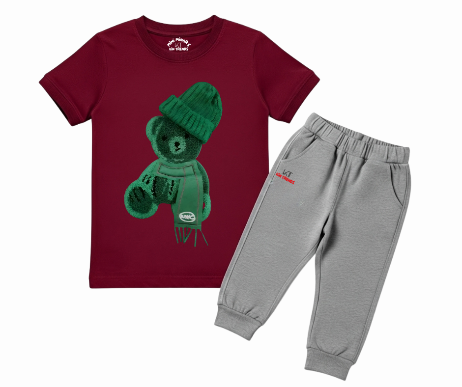 Greeny bear Color Contrast Tracksuit