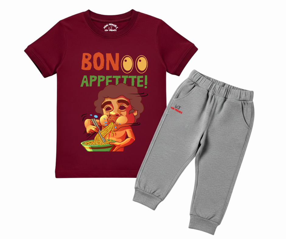 Bon Appetite Noodle Graphic Summer Tracksuit | Mini Minors Kintrends